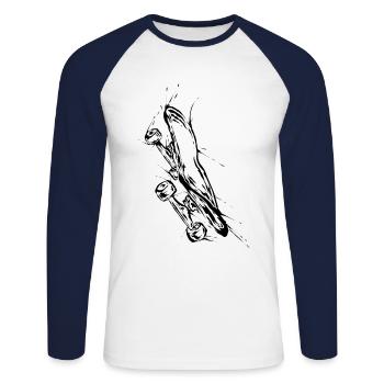 Skateboard - Unisex Long Sleeve Baseball T-Shirt - white/navy - Front - Nik (191cm)
