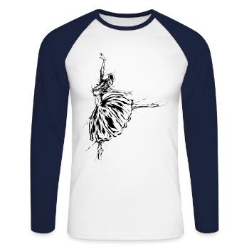 Ballerine - T-shirt baseball manches longues Homme - blanc/marine - Devant - Nik (191cm)