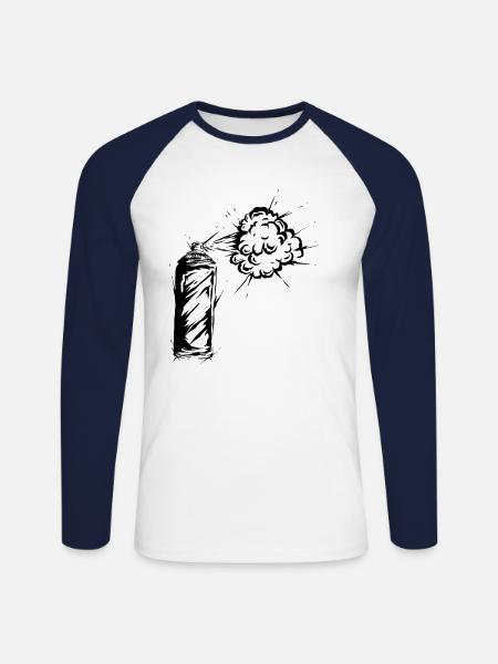 Graffiti Spraydose - Unisex Baseballshirt langarm - Weiß/Navy