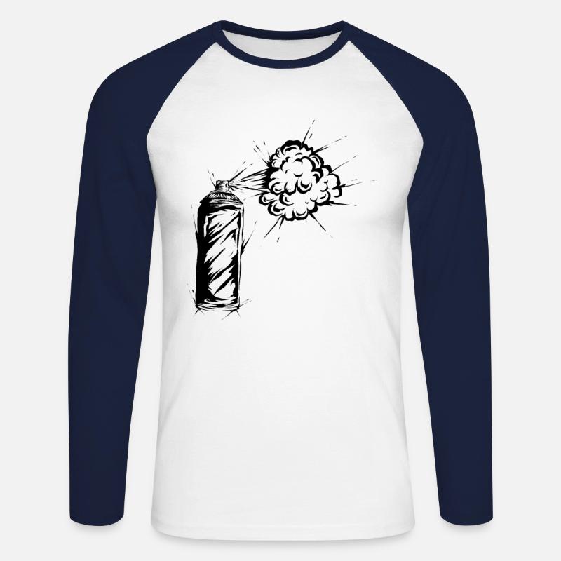 Graffiti Spraydose - Unisex Baseballshirt langarm - Weiß/Navy