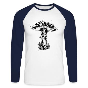 Pilz - Unisex Baseballshirt langarm - Weiß/Navy - Vorne - Nik (191cm)
