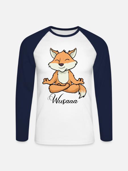 Auszeit Durchatmen Wusaaa Fuchs - Unisex Baseballshirt langarm - Weiß/Navy