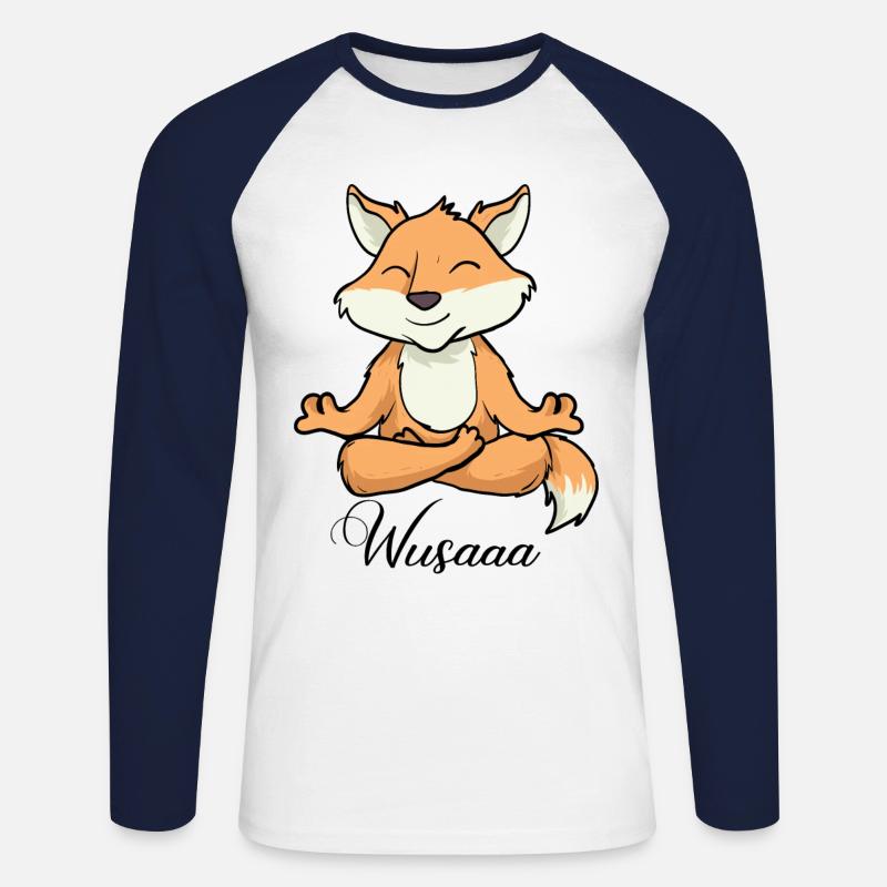Auszeit Durchatmen Wusaaa Fuchs - Unisex Baseballshirt langarm - Weiß/Navy