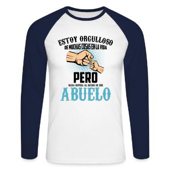 Orgulloso De Muchas Cosas, Nada Supera De Ser - T-shirt baseball manches longues Homme - blanc/marine - Devant - Nik (191cm)
