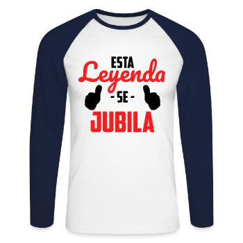 Esta Leyenda Se Jubila - T-shirt baseball manches longues Homme - blanc/marine - Devant - Nik (191cm)