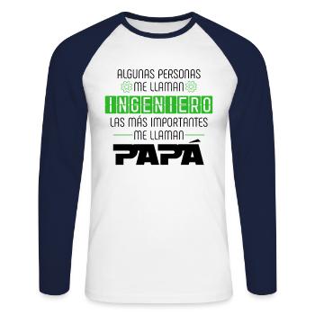 Me Llaman Ingeniero Las Más Importantes Me Llaman - T-shirt baseball manches longues Homme - blanc/marine - Devant - Nik (191cm)