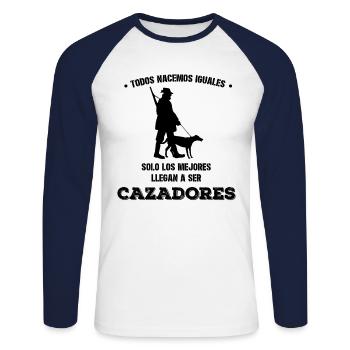 Todos Nacemos Iguales Solo Los Mejores Llegan A - T-shirt baseball manches longues Homme - blanc/marine - Devant - Nik (191cm)