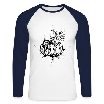 Pumpkin Autumn - Unisex Long Sleeve Baseball T-Shirt - white/navy - Front - Nik (191cm)