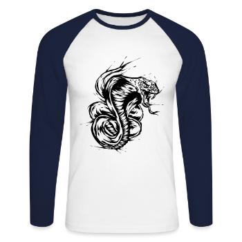 Serpent Cobra - T-shirt baseball manches longues Homme - blanc/marine - Devant - Nik (191cm)