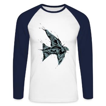 Bird Swallow - Unisex Long Sleeve Baseball T-Shirt - white/navy - Front - Nik (191cm)