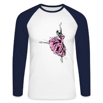 Ballet Dance Dancer - Unisex Long Sleeve Baseball T-Shirt - white/navy - Front - Nik (191cm)
