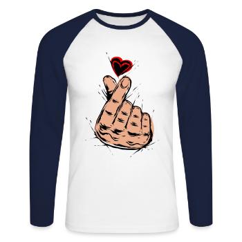 K-Pop Music - Unisex Long Sleeve Baseball T-Shirt - white/navy - Front - Nik (191cm)