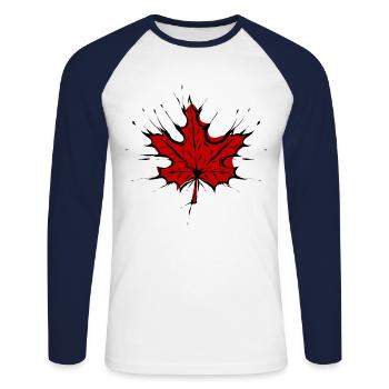 Maple Maple Leaf - T-shirt baseball manches longues Homme - blanc/marine - Devant - Nik (191cm)