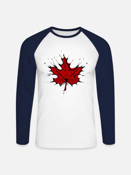 Maple Maple Leaf - T-shirt baseball manches longues Homme - blanc/marine