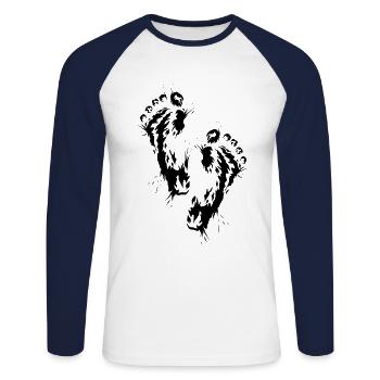 Footprint Barefoot - Unisex Long Sleeve Baseball T-Shirt - white/navy - Front - Nik (191cm)