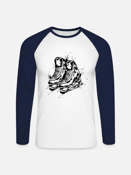 Eishockey Schlittschuhe - Unisex Baseballshirt langarm - Weiß/Navy