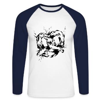Brezel - Unisex Baseballshirt langarm - Weiß/Navy - Vorne - Nik (191cm)