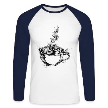 Kaffee Tasse - Unisex Baseballshirt langarm - Weiß/Navy - Vorne - Nik (191cm)