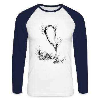Aspirateur - T-shirt baseball manches longues Homme - blanc/marine - Devant - Nik (191cm)