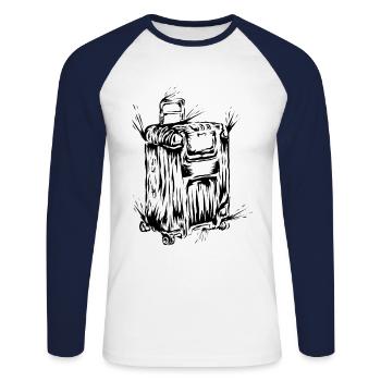 Suitcase Travel - Unisex Long Sleeve Baseball T-Shirt - white/navy - Front - Nik (191cm)