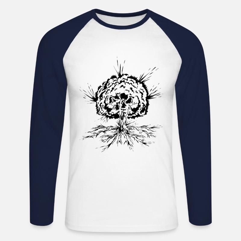 Baum mit Wurzeln - Unisex Baseballshirt langarm - Weiß/Navy