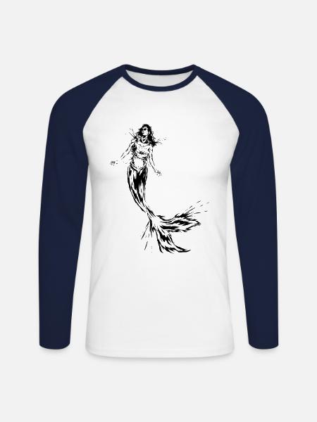 Mermaid - Unisex Long Sleeve Baseball T-Shirt - white/navy