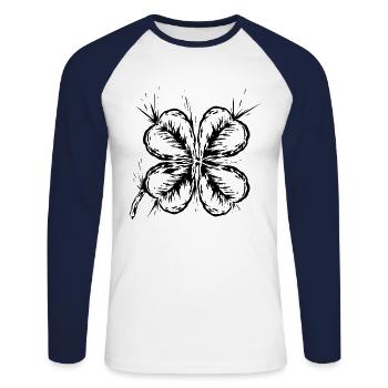 Cloverleaf Lucky Charm - Unisex Long Sleeve Baseball T-Shirt - white/navy - Front - Nik (191cm)