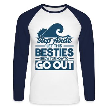 Besties Trip Urlaubsreise Urlaub Geschenk - Unisex Baseballshirt langarm - Weiß/Navy - Vorne - Nik (191cm)