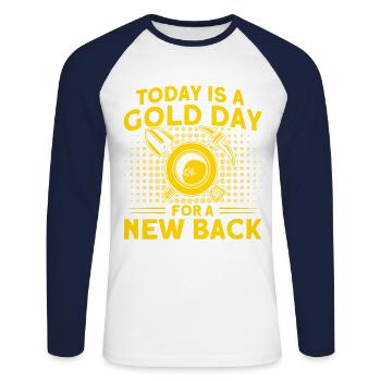 Gold Panner Gold Miner Gold Digger Gift - Unisex Long Sleeve Baseball T-Shirt - white/navy - Front - Nik (191cm)