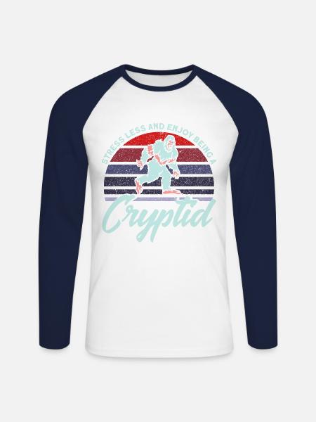 Cryptozoology Kryptoide Monster Nerd Gift - Unisex Long Sleeve Baseball T-Shirt - white/navy