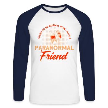 Haunted House Ghost Hunter Ghost Hunt Gift - Unisex Long Sleeve Baseball T-Shirt - white/navy - Front - Nik (191cm)