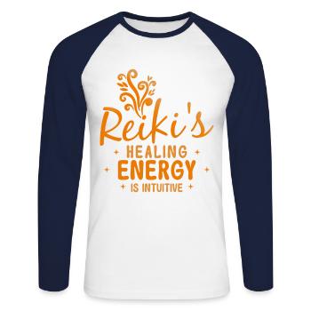 Reiki Symbol Reiki Master Reiki Crystal Gift - Unisex Long Sleeve Baseball T-Shirt - white/navy - Front - Nik (191cm)