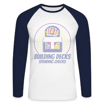 Trading Card Playing Card Card Game Gift - Unisex Long Sleeve Baseball T-Shirt - white/navy - Front - Nik (191cm)