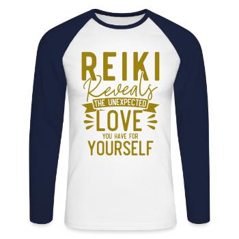 Reiki Symbol Reiki Master Reiki Crystal Gift - Unisex Long Sleeve Baseball T-Shirt - white/navy - Front - Nik (191cm)