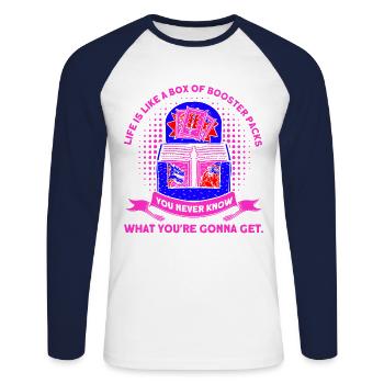 Trading Card Playing Card Card Game Gift - Unisex Long Sleeve Baseball T-Shirt - white/navy - Front - Nik (191cm)