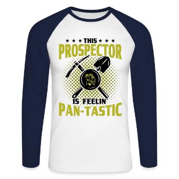 Gold Panner Gold Miner Gold Digger Gift - Unisex Long Sleeve Baseball T-Shirt - white/navy - Front - Nik (191cm)