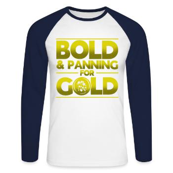 Gold Panner Gold Miner Gold Digger Gift - Unisex Long Sleeve Baseball T-Shirt - white/navy - Front - Nik (191cm)