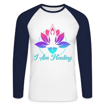 Reiki Symbol Reiki Master Reiki Crystal Gift - Unisex Long Sleeve Baseball T-Shirt - white/navy - Front - Nik (191cm)