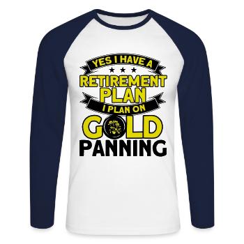 Gold Panner Gold Miner Gold Digger Gift - Unisex Long Sleeve Baseball T-Shirt - white/navy - Front - Nik (191cm)