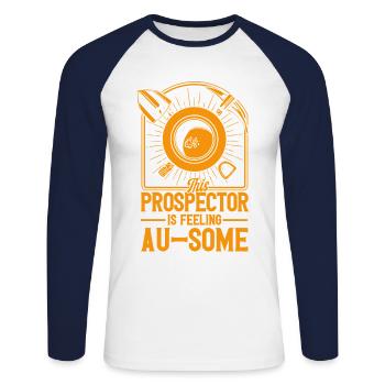 Gold Panner Gold Miner Gold Digger Gift - Unisex Long Sleeve Baseball T-Shirt - white/navy - Front - Nik (191cm)