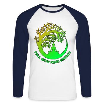 Reiki Symbol Reiki Master Reiki Crystal Gift - Unisex Long Sleeve Baseball T-Shirt - white/navy - Front - Nik (191cm)