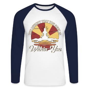 Reiki Symbol Reiki Master Reiki Crystal Gift - Unisex Long Sleeve Baseball T-Shirt - white/navy - Front - Nik (191cm)