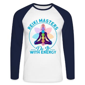 Reiki Symbol Reiki Master Reiki Crystal Gift - Unisex Long Sleeve Baseball T-Shirt - white/navy - Front - Nik (191cm)