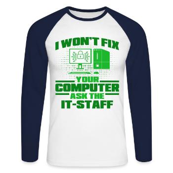 Network Security Specialist Gift - Unisex Long Sleeve Baseball T-Shirt - white/navy - Front - Nik (191cm)
