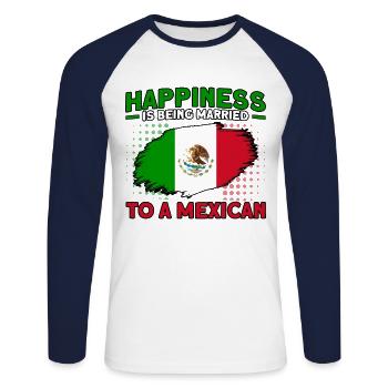 Drapeau mexicain Cadeau de racines mexicaines - T-shirt baseball manches longues Homme - blanc/marine - Devant - Nik (191cm)
