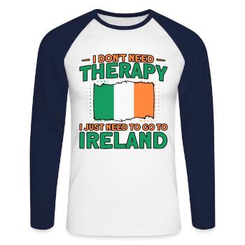 Ireland Irish Flag Irish Wife Gift - Unisex Long Sleeve Baseball T-Shirt - white/navy - Front - Nik (191cm)