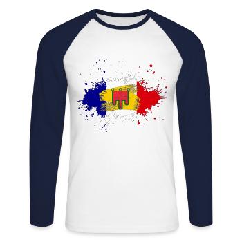 Splash Tricolore Auvergne - Unisex Baseballshirt langarm - Weiß/Navy - Vorne - Nik (191cm)