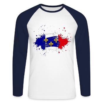 Splash Tricolore Ile de France - Unisex Baseballshirt langarm - Weiß/Navy - Vorne - Nik (191cm)