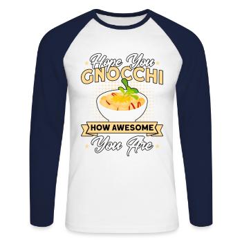 Noodles Noodle Lover Lasagna Spaghetti Gift - Unisex Long Sleeve Baseball T-Shirt - white/navy - Front - Nik (191cm)