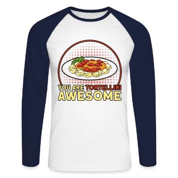 Noodles Noodle Lover Lasagna Spaghetti Gift - Unisex Long Sleeve Baseball T-Shirt - white/navy - Front - Nik (191cm)